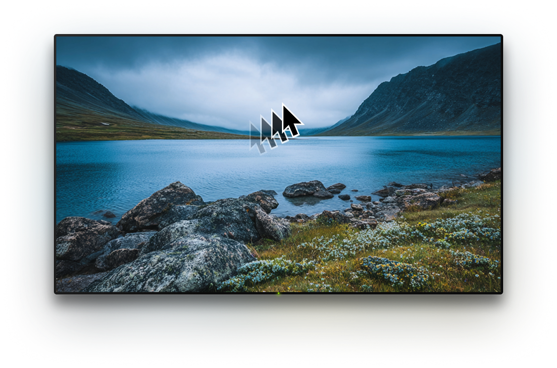 TV with a background image and a cursor on it