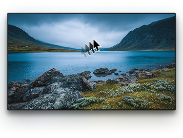 TV with a background image and a cursor on it